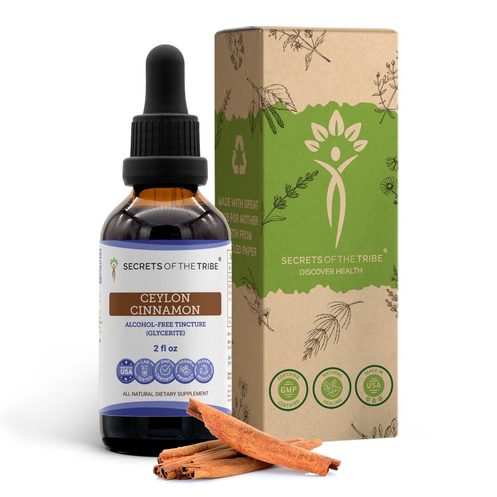 סודות של השבט Ceylon Cinnamon Tincture אלכוהול חינם לחלץ, Ceylon Cinnamon (Cinnamomum Verum) Dried Bark (2 FL OZ)