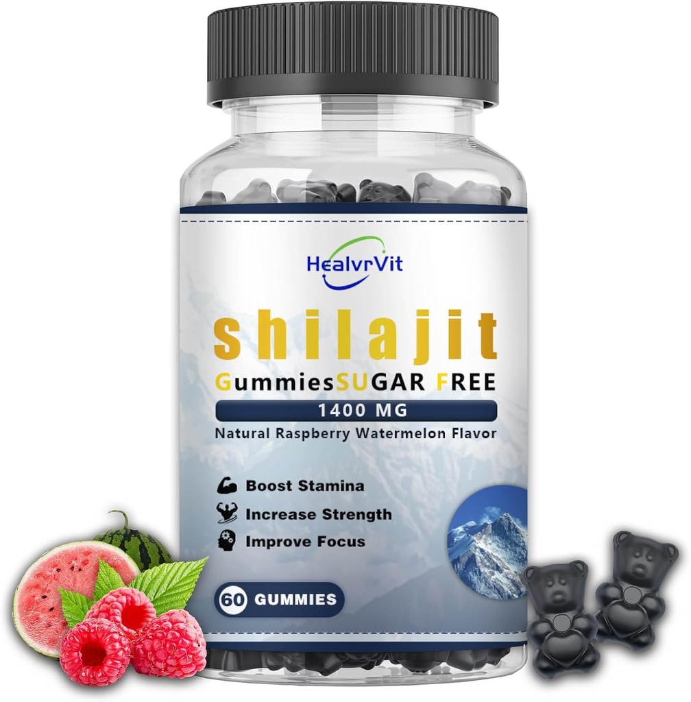 חניכיים Shilajit לגברים Fulvic Acid, Pure Shilajit עבור גברים ונשים, Shilajit ההימלאיה אורגני עבור אנרגיה, סוכר חינם, Watermelon Raspberry Flavor I 100% טבעי אורגני I 60my