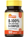 ויטמין B-Complex 100% ערך יומי | 100 טבליות | Vegetarian, non-GMO, Gluten Free Supplement