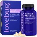 Lovebug Postnatal Probiotics - 20 מיליארד CFUs Multi Strain עבור הנקה חזה - עם Fenugreek, חלב זהט ו Fennel, Supports חלב השד ובריאות, Postpartum Essentials, 30 קפסולות