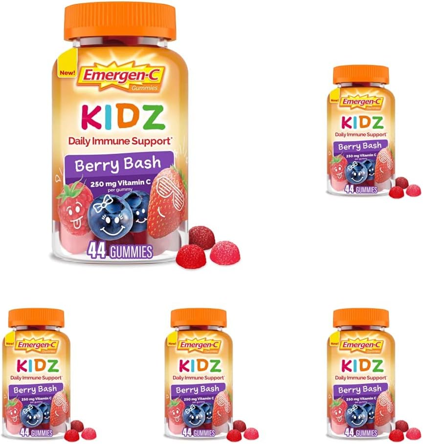 מפתחת: Emergen-C Kidz Daily Immune Support Dietary Supplementored Gummies with ויטמין C ו- B ויטמינים לתמיכה ב-Immune, ברי בשאר - 44 Count (Pack of 5)