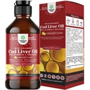 האיסלנדית שנתפסה ב-Cod Liver Oil נוזלי - שמן דגים טיפות עם אומגה 3, EPA, DHA, ויטמין D & A - נוזל Cod Liver תוספת עבור הלב, משותף, המוח ותמיכה החיסון - 240 מ"ל (8 אוונס)