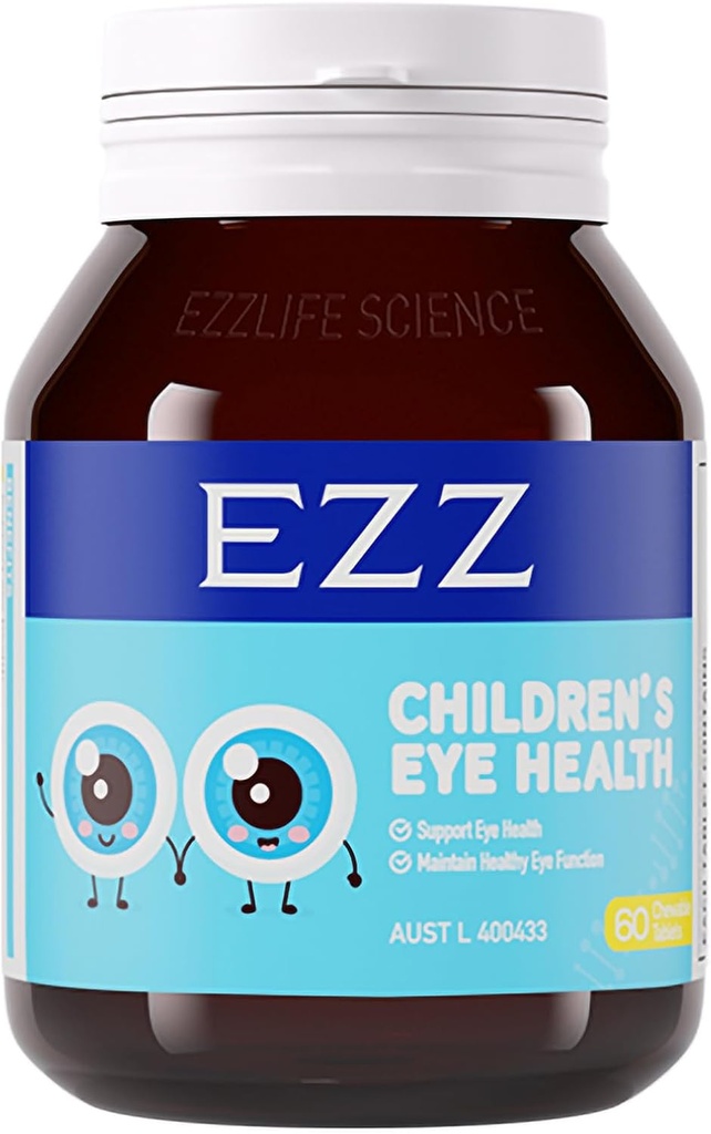 בריאות העיניים של Ezz Children, ויטמין עיניים חיוני Lutein ו Zeaxanthin, הקלה של Fatigue חזותי ולהגדיל את הראייה, טבעי וחופש של תוספות, 60 Easy-to-Chew.
