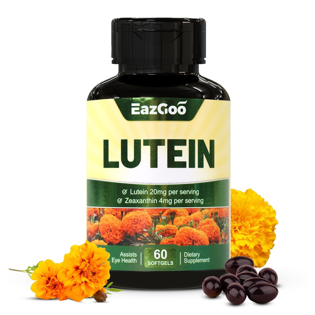 Lutein לעיניים, Lutein 20mg, Lutein ו Zeaxanthin תוספי מזון, תוספי עיניים, עיניים אימון הקלה ותמיכה חזון בריאות, טבעוני, 60 Softgels