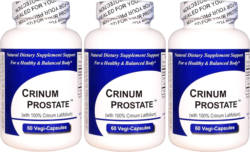 Crinum Prostate 3Pack (60 Vegi Caps per הבקבוק) 100% ריכוז וייטנאמית קריnum Latifolium, מכיל no Syntheticמילויים כגון Silicon Dioxide, Talc, Magnesium Sterate וכו '.