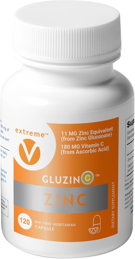 Znc MG11+VC Immune פורמולה | Zinc Gluconate 11mg + ויטמין C 180 מ"ג | 120 קפסולות צמחוניות ללא תשלום
