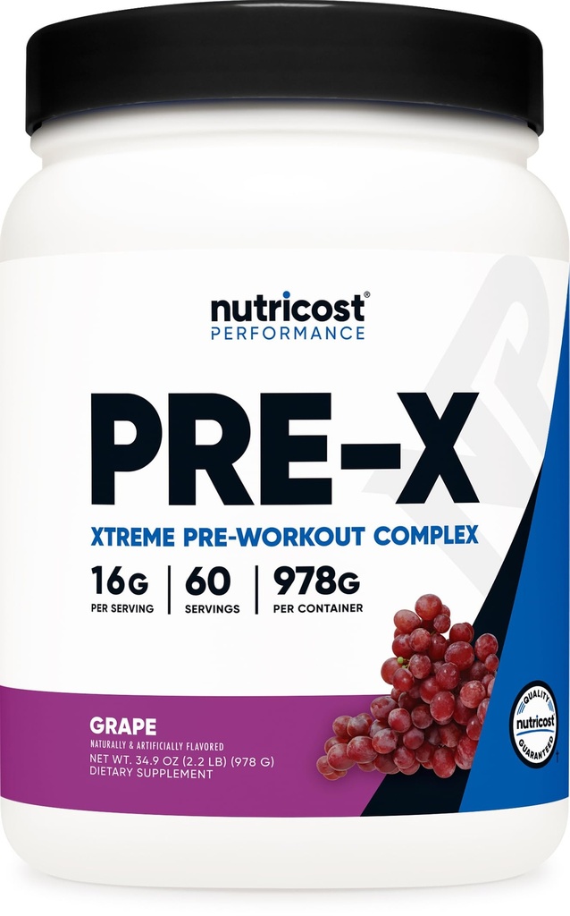 חומרים מזינים Pre-X Xtreme Pre-Workout Complex אבקת, Grape, 60 משרתים, Vegetarian, non-GMO ו Gluten Free