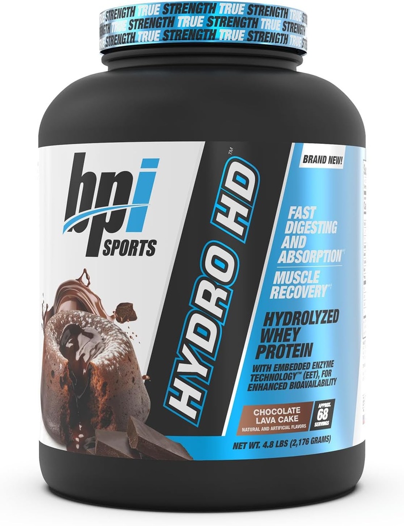 BPI Sports Hydro HD - 100% אבקת חלבון hydrolyzed Whey - צמיחה שרירית, התאוששות, 25 גרם של חלבון הידרוליזד, פחמימות נמוכות, סוכר נמוך, Absorbing (68 משרתים, שוקולד Lava Cake)