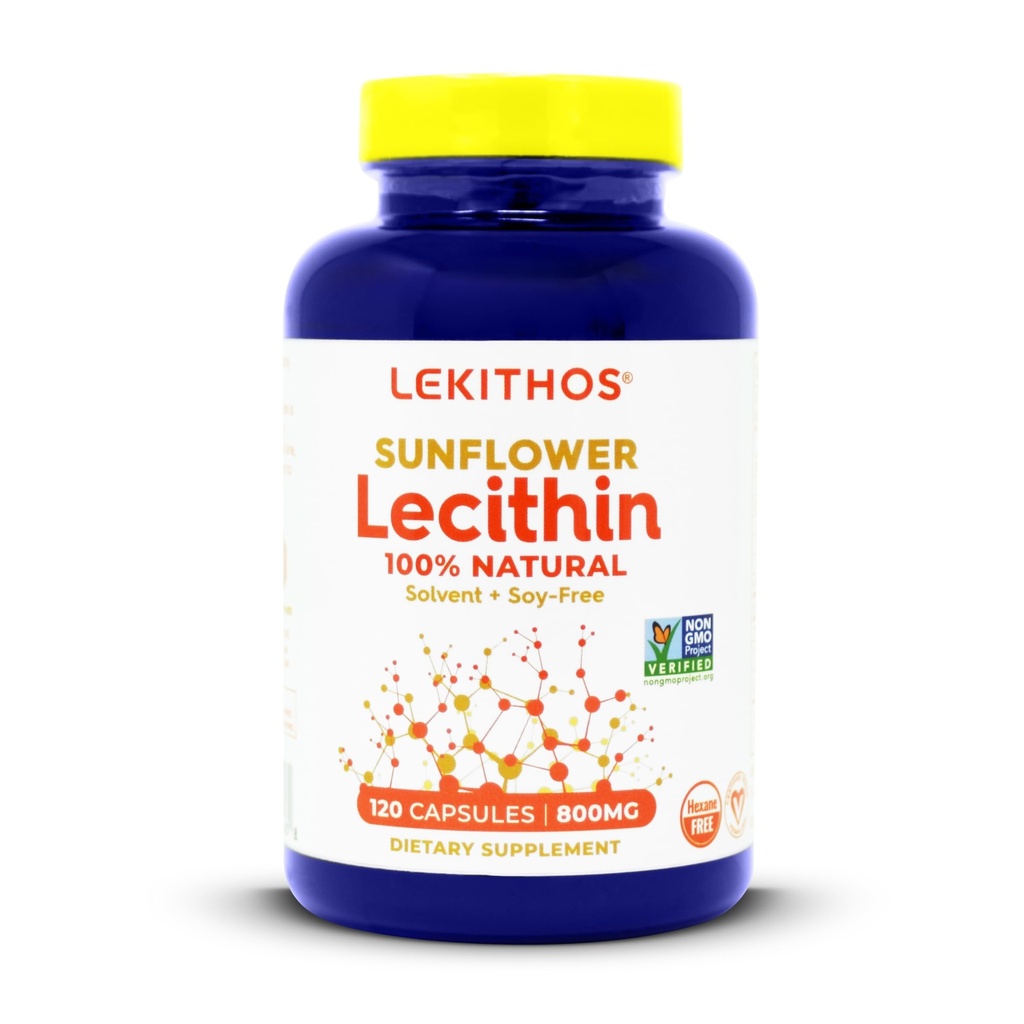 100% All-Natural Sunflower Lecithin כמוסות,1600 מ"ג Lecithin תוספת לגברים ונשים, 120 ספור Softgel קפסולות. גדול לתמיכה ב-Latation! Cold Pressed, Vegan & Non-GMO