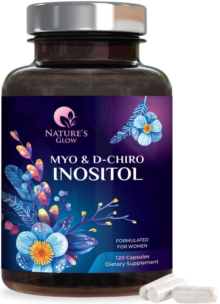 Myo-Inositol & D-Chiro Inositol 1025mg - 40:1 Ideal Ratio for Ovarian Support, Vegan Myo & D Chiro Supplement for Women's Natural Balance and Hormone Support, Vitamin B8, Non-GMO - 120 Capsules
