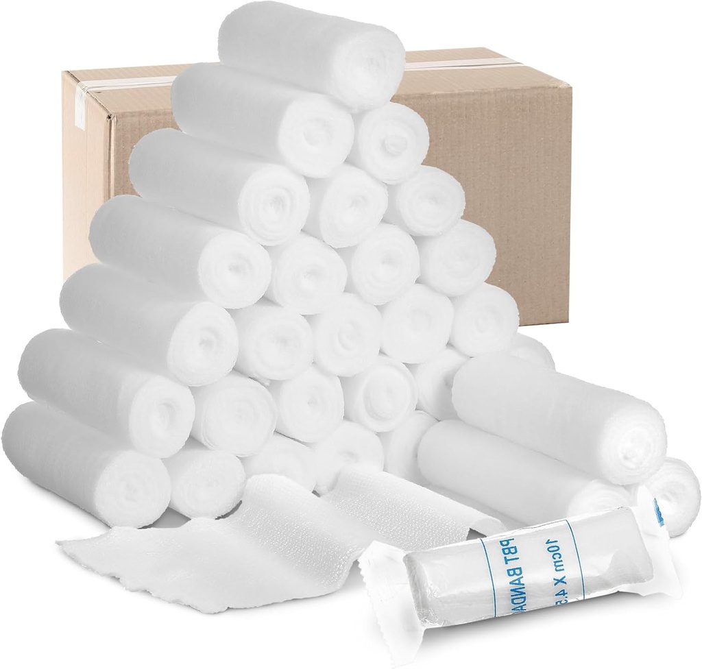 Treela 100 Rolls Gauze Bandage, 4 ב X 5 יארדs, אלסטיאל בנדז אנשים לארוז Sterile non-BT First Aid Pads Medical Breathable Gauze Roll Wrap for Safety Wounding Caring and Supplies