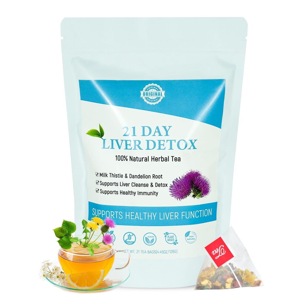 Laicuherb Milk Thistle Liver Detox Tea for Digestion and Immunity, Natural 21 Day Liver ניקוי Herbal Tea for Liver ניקויsing & Stomach Care, Caffeine חינם, 21 שקיות תה