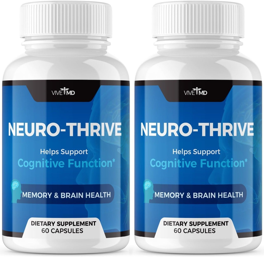 תוספי המוח VIVE MD Thrive Brain Supplementive - פורמולה רשמית - Neuro Thrive PQQQ, Neuro Thrive עבור כוח נוסף עם ג'ינקגו בילובה, תמצית גינזנג סיביר (2 Pack)