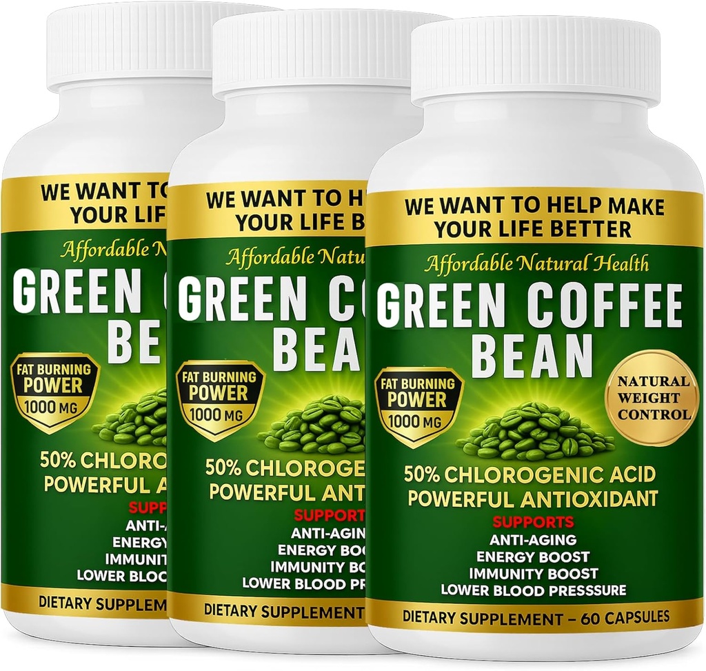 קפה ירוק bean Extract, 100% טהור קפה ירוק bean כמוסות, 50% Chlorogenic Acid, 10,000 מ"ג כוח, 180 קפסולות, 6 חודשים אספקה, non-GMO ו Gluten חינם, מסורתי Herbal תוספת תוספת תוספת תוסף.