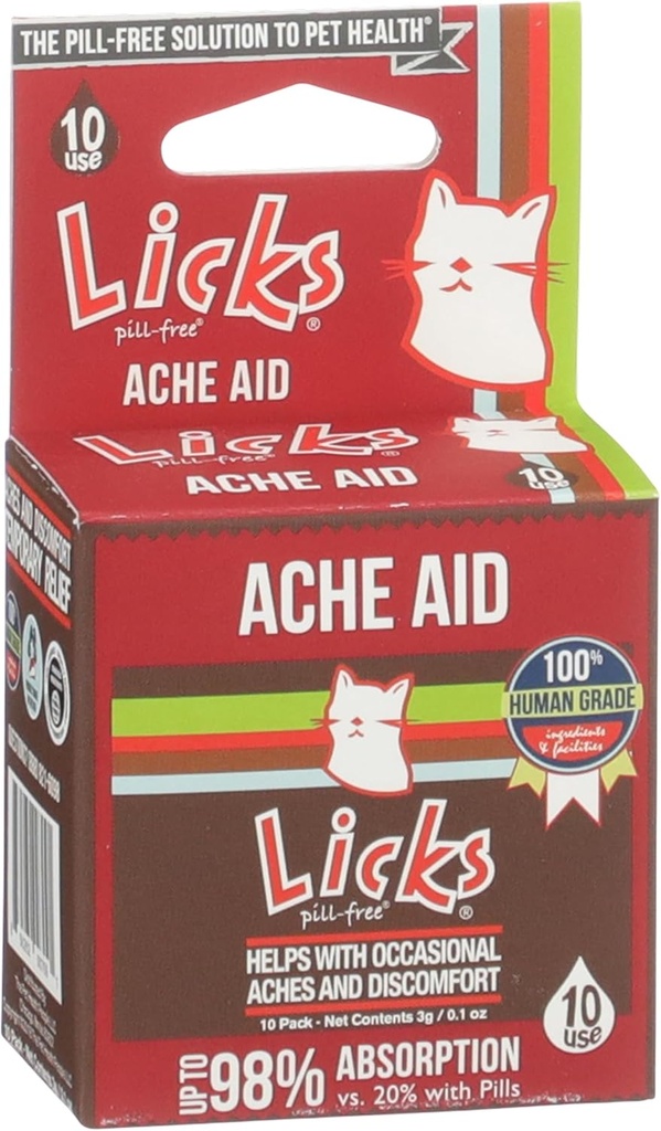 קטרקט ללא גלולה Ache Aid - תוספי מזון Turmeric וג'ינג'ר - Cat Health Supplies & Pain Relief - Gel Packets - 10 Use Packets