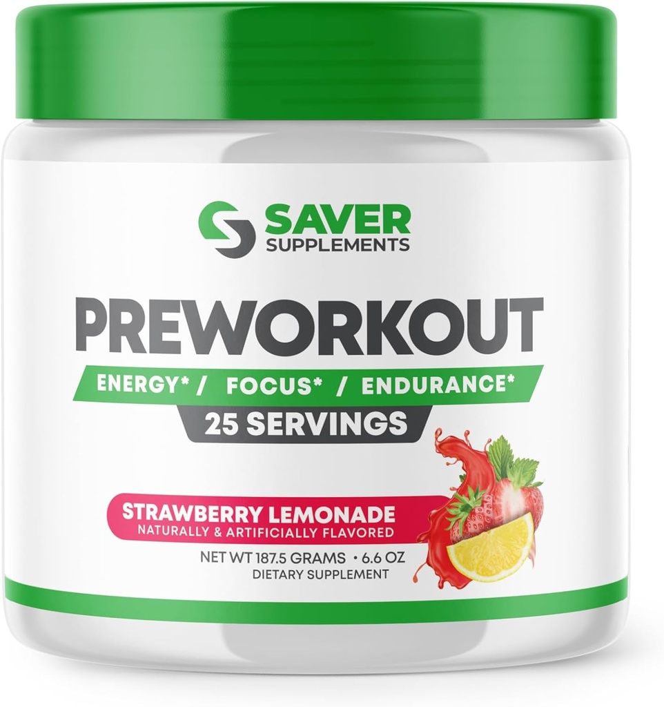 אבקת עבודה מוקדמת עם אלן Betaine, Creatine Monohydrate, BCAA, L Citrulline, L Arginine ו Caffeine - Strawberry Lemonade Flavor - 25 משרתים