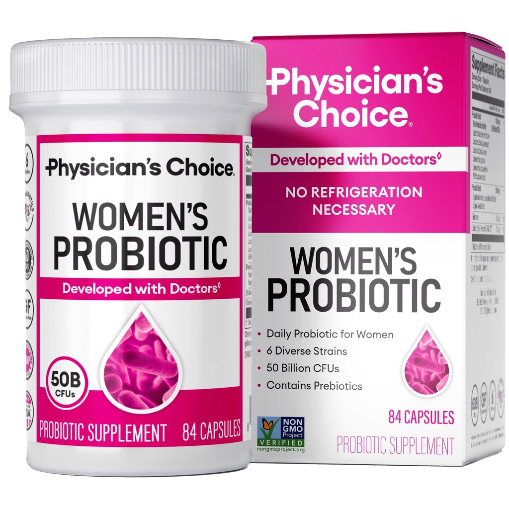 Physician's Choice Probiotics for Women - PH Balance, Digestive, UT, & Feminine Health - 50 Billion CFU - 6 Unique Strains for Women - Organic Prebiotics, Cranberry Extract+ - Womens Probiotic - 84 CT