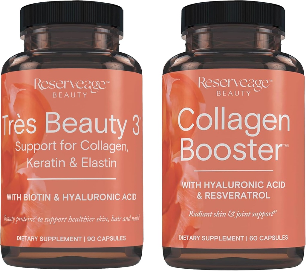 היפהפייה הנשגבת, Tres Beauty 3, Beauty Supplement for Hair growth, Skin Care and Nail Care 90Caps & Collagen Booster, Collagen Supplement for Skin Care and Joint Health, תומך Healt 60Caps
