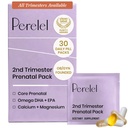 Perel 2nd Trimester Prenatal Pack, Multivitamin עם Magnesium, אומגה 3, Iron & Calcium, תמיכה תזונתית עבור Second Trimester Wellness, Soy & Gluten Free, Non GMO, 30 Daily Pill Packs
