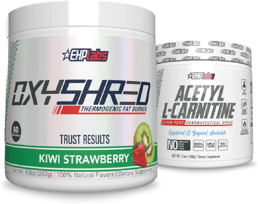EHP Labs Shred + Acetyl Bundle - Oxyshred Thermogenic טרום עבודה אבקה & Shredding תוסף - Acetyl L-Carnitine - תומך אנרגיה טבעית, איידס מטאבוליזם, ותפקוד המוח בריא