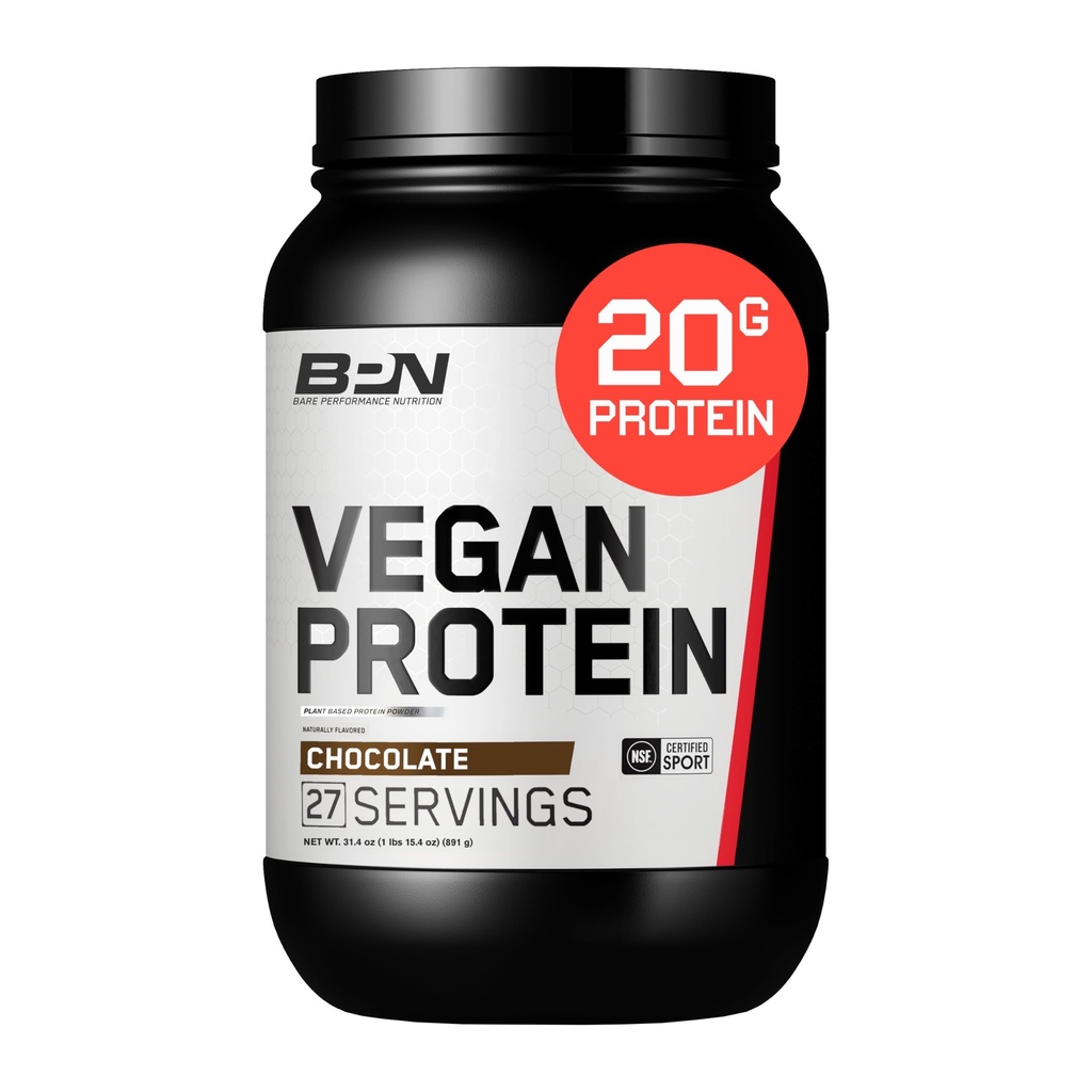 BARE PERFORMANCE NUTRITION חלבון, חלבון מבוסס צמחים, חלבון Pea, חלבון ווטרמלון וחלבון פונדפטקין, מתוקן ונפלא (27 מנות, שוקולד)