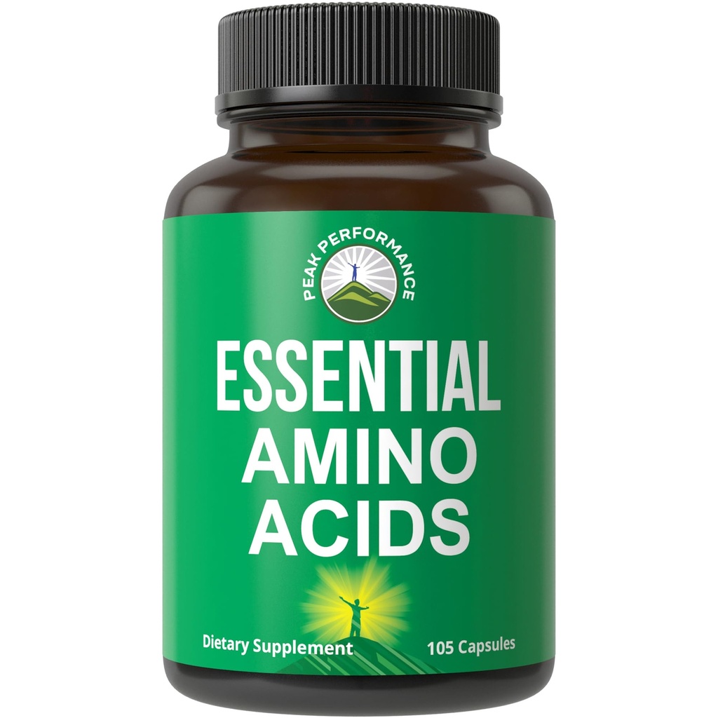 כל 9 תוספי Amino Acids חיוניים. קפסולות עם 3X יותר Leucine עבור שריר התאוששות, צמיחה. תוסף EAA Better Than BCAA / BCAAS הזרועות Aminos Acid. USA Tested EAAs for Men + נשים
