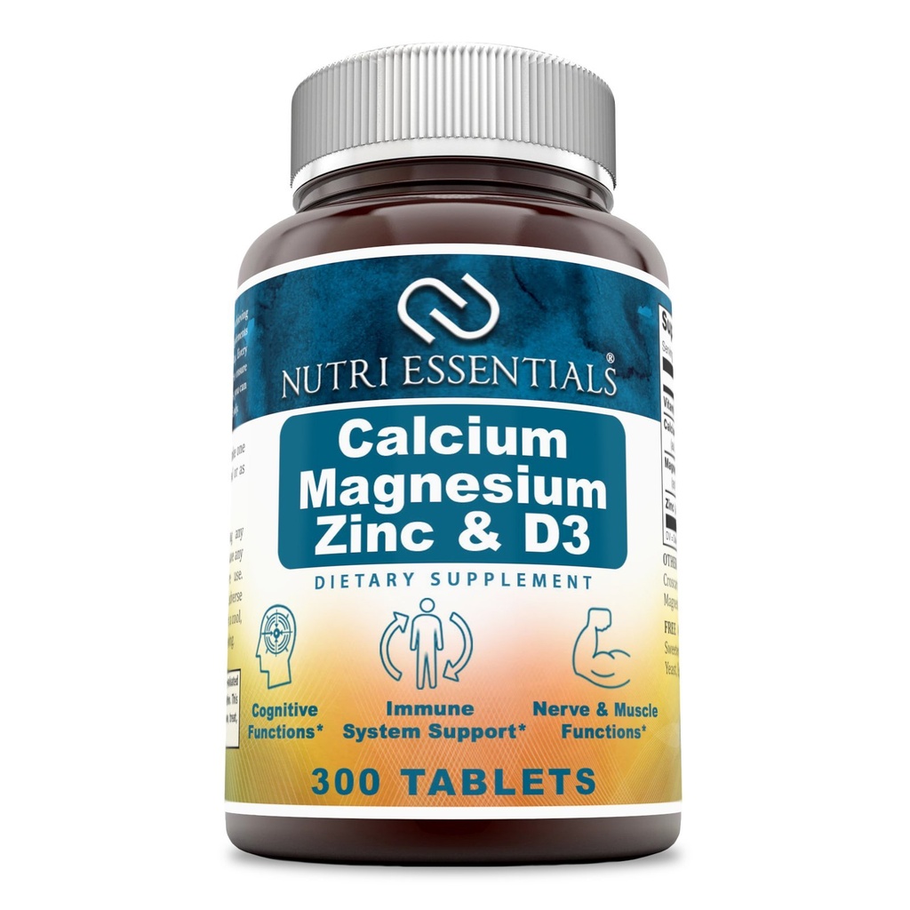 Calcium Magnesium Zinc + ויטמין D3 טבליות - מקדם עצמות חזקות ושיניים, תמיכה בתפקוד עצבי ושרירים* (300 הרוזן)