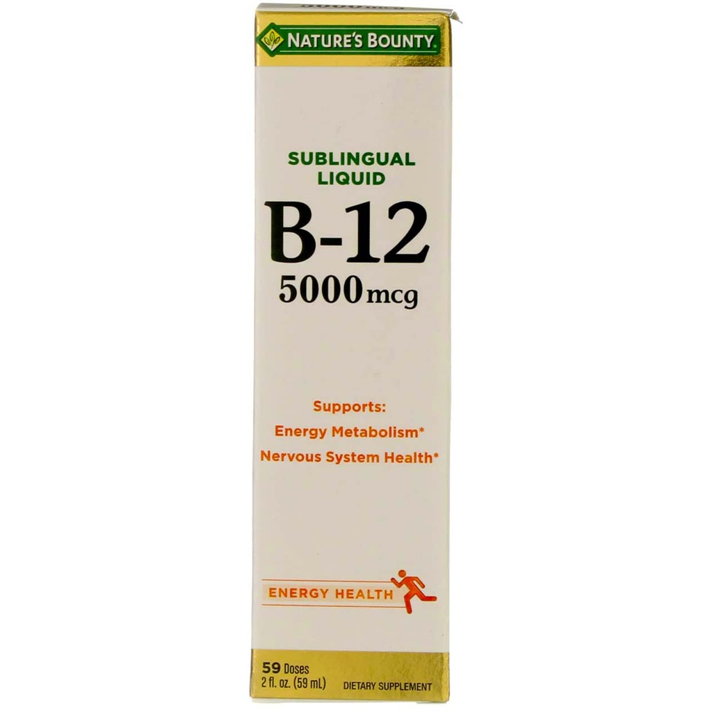 Nature's Bounty B-12 5000 mcg Sublingual Energy Health 2 oz (חבילה של 4)