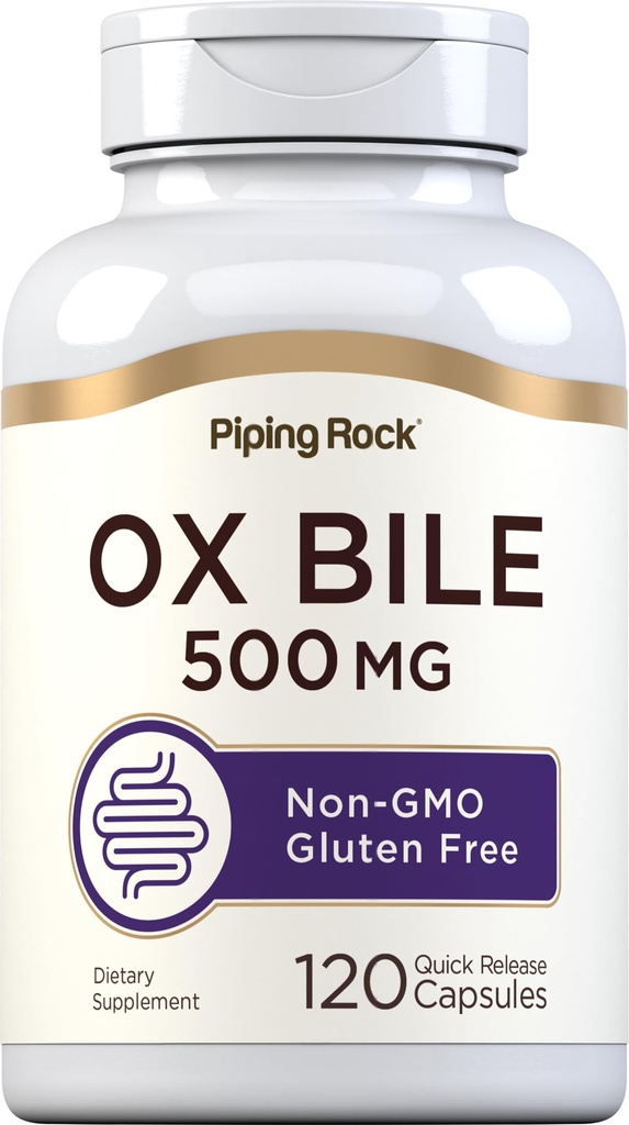 Piping Rock Ox Bile תוספת 500 מ"ג | 120 קפסולות | העיכול Enzyme