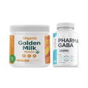 אבקת חלב זהב אורגני Teaveli עם ויטמין D3 & K2 ו Pharma GABA תוספת Bundle