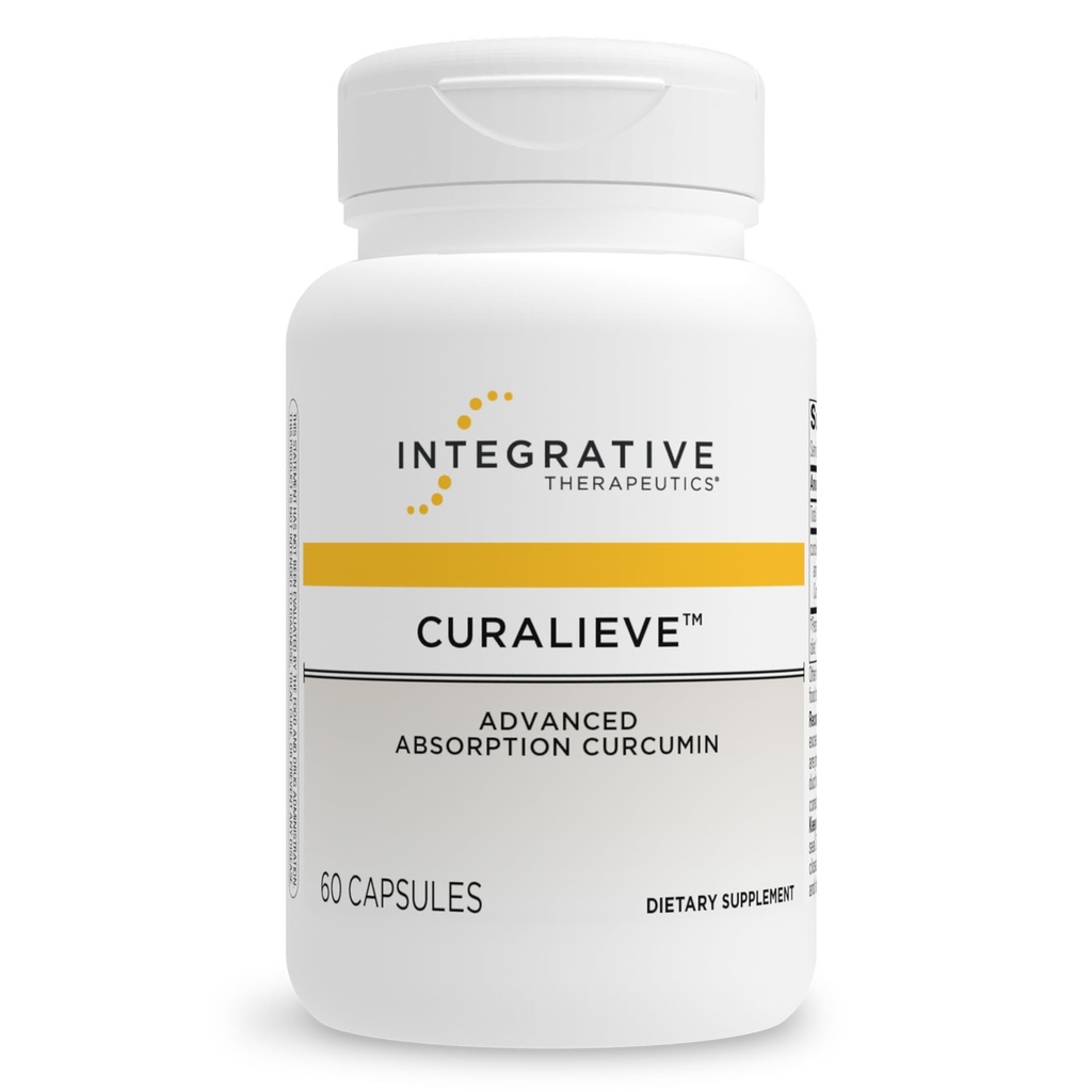 Integrative Therapeutics Curalieve - Curcumin Formula for Antioxidant Support * - High Absorption Curcumin - טבעוני, Gluten-Free & Milk-Free - 60 קפסולות (30 משרתים)