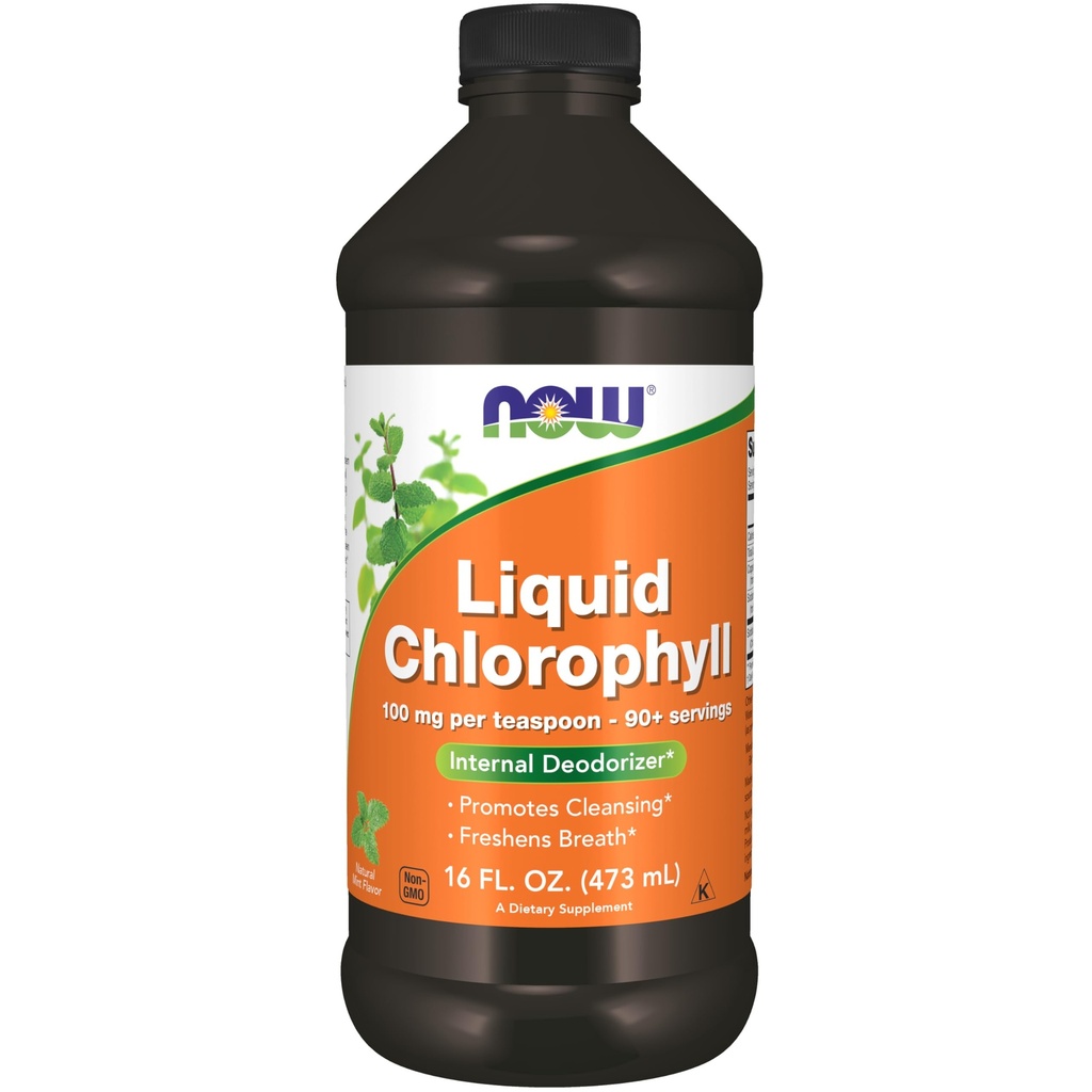 תוספי מזון עכשיו, נוזל Chlorophyll, Super Concentrated, Internal Deodorizer *,Boost אנרגיה, Mint Flavor, 16-Ouncece