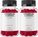 ויטמין D3 Gummy ויטמינים, ויטמין D3 5000 IU מסטיקמי צ'ולקלציפרל 125 mcg, Soft Pectin- Based, Animal Gelatin-Free Gummy, Gummies ויטמינים, Tasty Strawberry, non-GMO - 2Packq