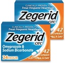 Zegerid OTC, Omeprazole Plus Sodium Bicarbonate, 24 Hour, Proton Pump Inhibitor (PPI), Heartburn Medicine, Acid מופחתr, 42 קרטונים