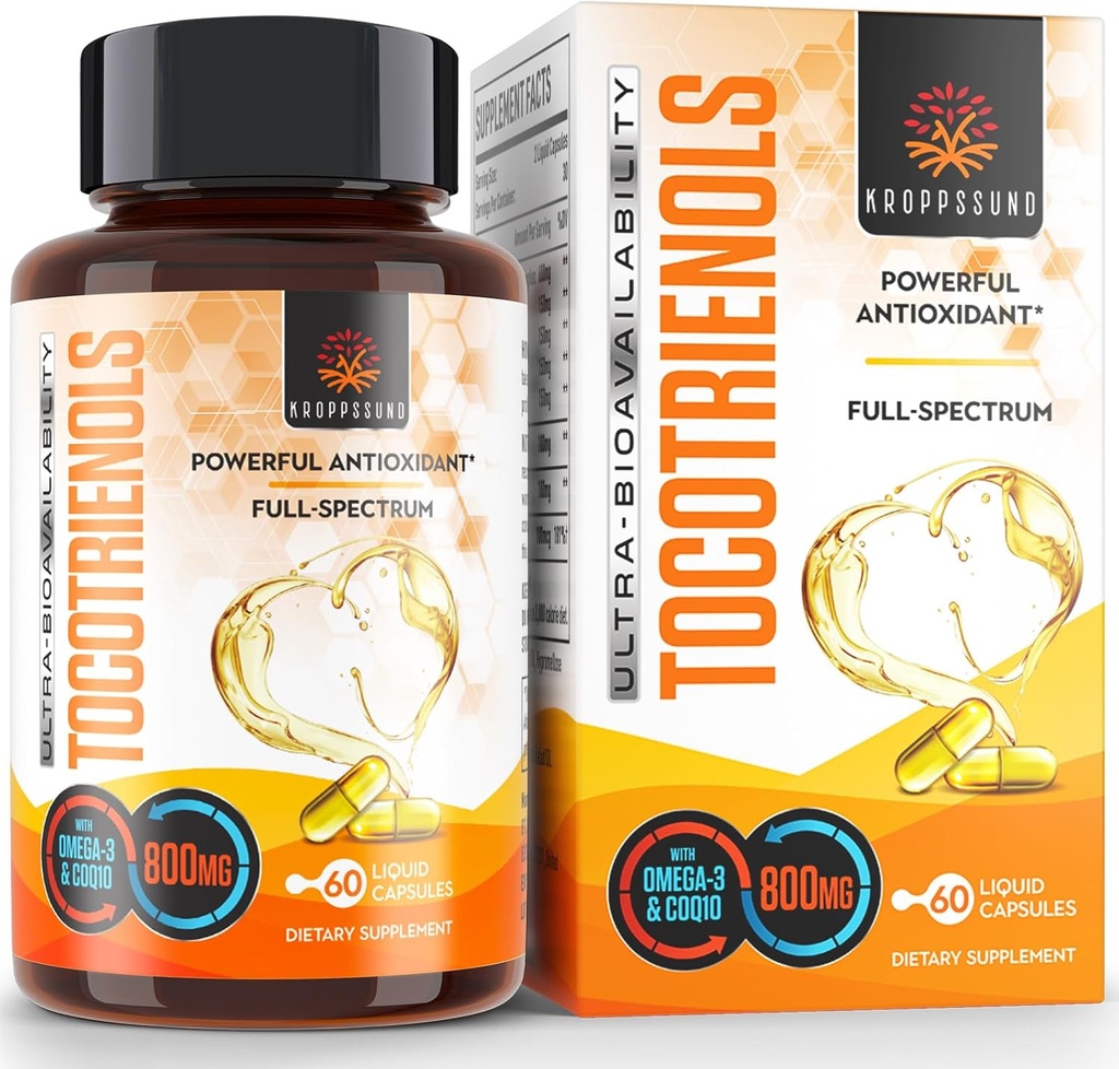 Croppsund Tocotrienols 800 מ"ג תוסף עשיר ויטמין E Tocotrienols - 60 קפסולות נוזליות