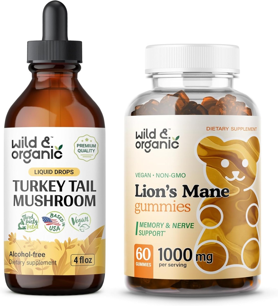 Wild & אורגני טורקיה Tail Tincture 4 fl oz & Lion's Manemies