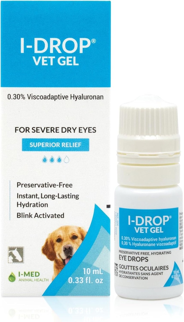 I-DROP Vet Gel: Pet Eye Drops for Dogs | Lubricate Acute / Seasonal Dry Eyes