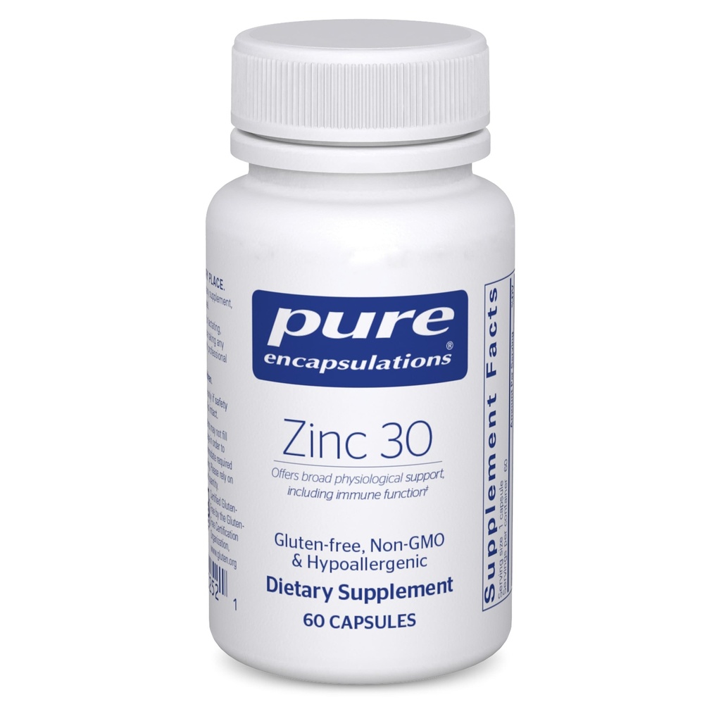 Encapsulations Zinc 30 מ"ג - תוספת לתמיכה במערכת החיסון, צמיחה ופיתוח, ו Wound Healing * - עם Zinc Picolinate 30 מ"ג - 60 קפסולות