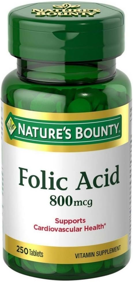 Folic Acid 800 mcg טבליות כוח מקסימלי, 2 בקבוקים (250 ספירה)