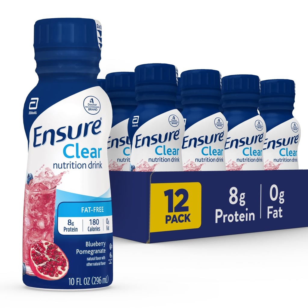 ודא שתיית תזונה נוזלית, 0g שומן, 8g של חלבון, Blueberry Pomegranate, 10 Fl Oz (Pack של 12), בקבוק, גלוטן חינם