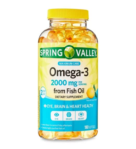 עמק האביב אומגה -3 משמן שמן דגים Softgels, 2000 מ"ג, 180 הרוזן