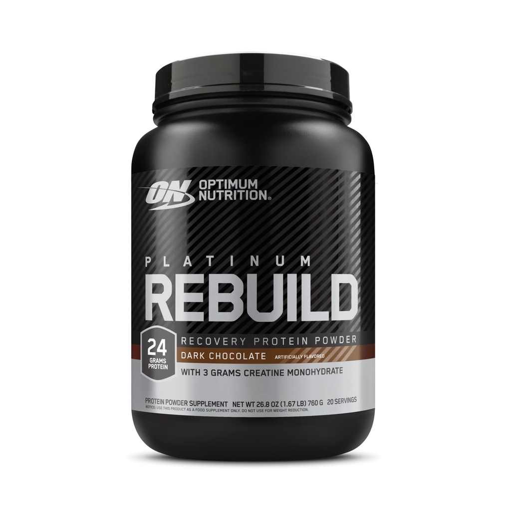 Optm תזונה פלטינום ReBuild, Premium פלטינום אבקת חלבונים עם Creatine Monohydrate, שוקולד כהה, 20 משרתים