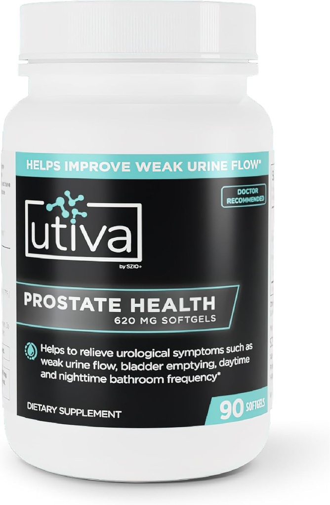 Utiva Prostate Health תוסף עבור גברים - פורמולה טבעית עבור הפונקציה Prostate ו Urine Flow - Beta-Sitosterol ו Saw Palmetto Prostate תוסף - Made בקנדה, 90 Softgels