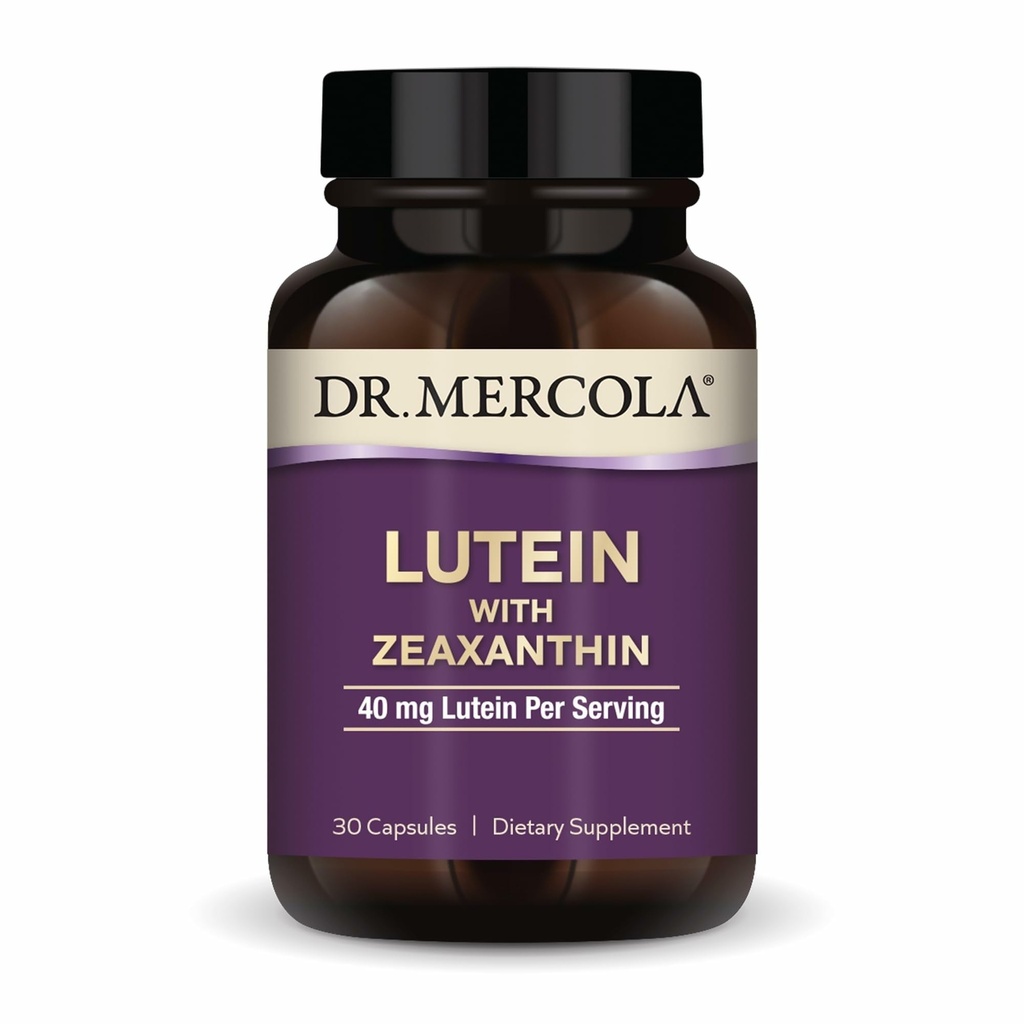 Dr. Mercola Lutein עם Zeaxanthin, 30 משרתות (30 קפסולות), 40 מ"ג Lutein Per משרת, תוסף תזונתי, תומך חזון בריאות ותפקוד קוגניטיבי, non-GMO
