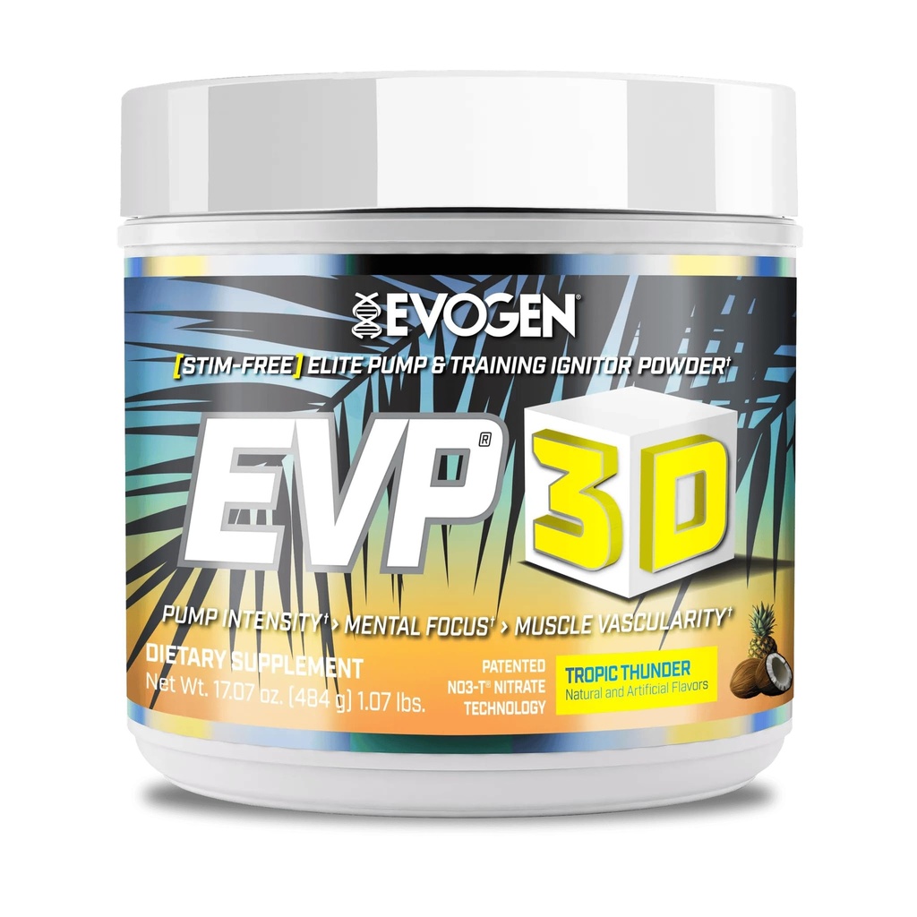 Evogen EVP 3D - Stim Free Pre Workout אבקת עבור גברים ונשים | סוכר ללא Stim Preworkout עם Beta Alanine ו Creatine for Energy & Pump | Tropics