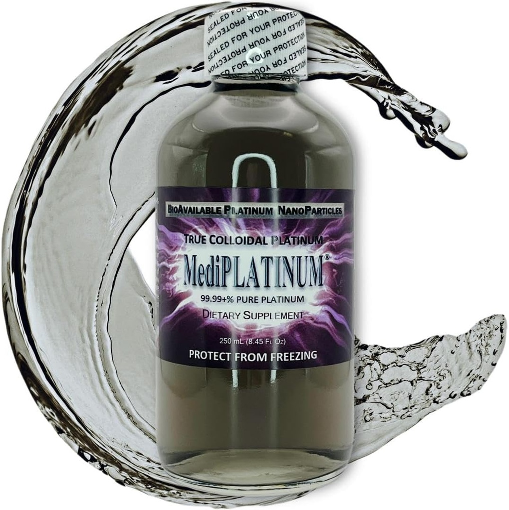 MediPLATINUM Gut Booster True Colloidal Platinum PtNP Nutritional תוסף - 250 mL (8.45 F Oz) ב Clear Glass Bottle