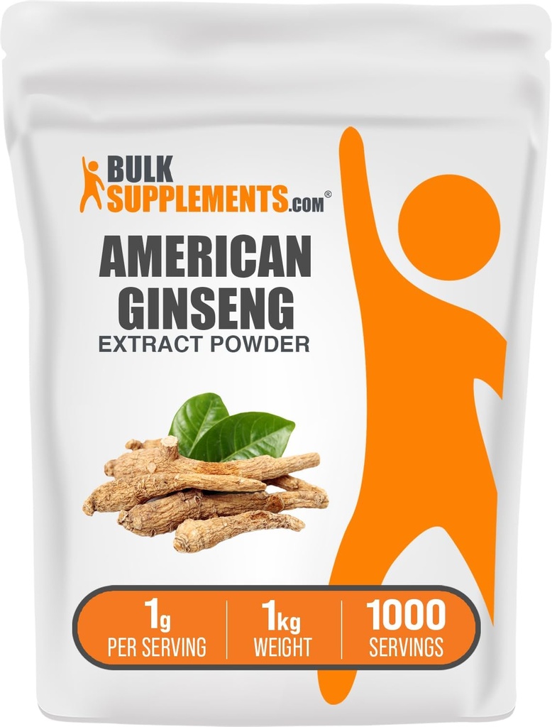 BulkSupplements.com American Geneseng לחלץ אבקה - ג'ינסנג תוסף, Herbal Supplements - Gluten Free, 1g לכל משרת, 1kg (2.2 lbs) (Pack of 1)
