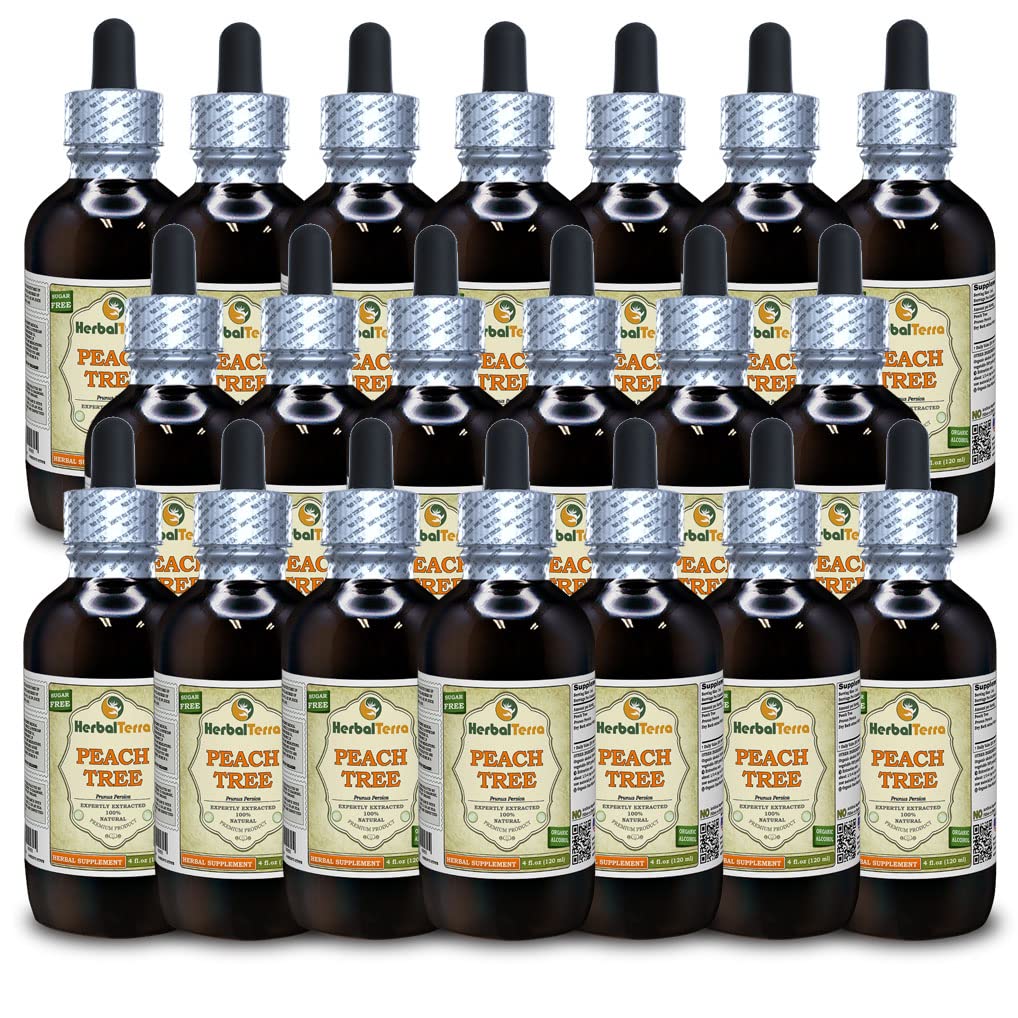 Peach Tree (Prunus Persica) Tincture, Dried Bark נוזל לחלץ (שם בדוי: HerbalTerra, Madely בארצות הברית) 20x4 fl.oz (20x120 מ"ל)