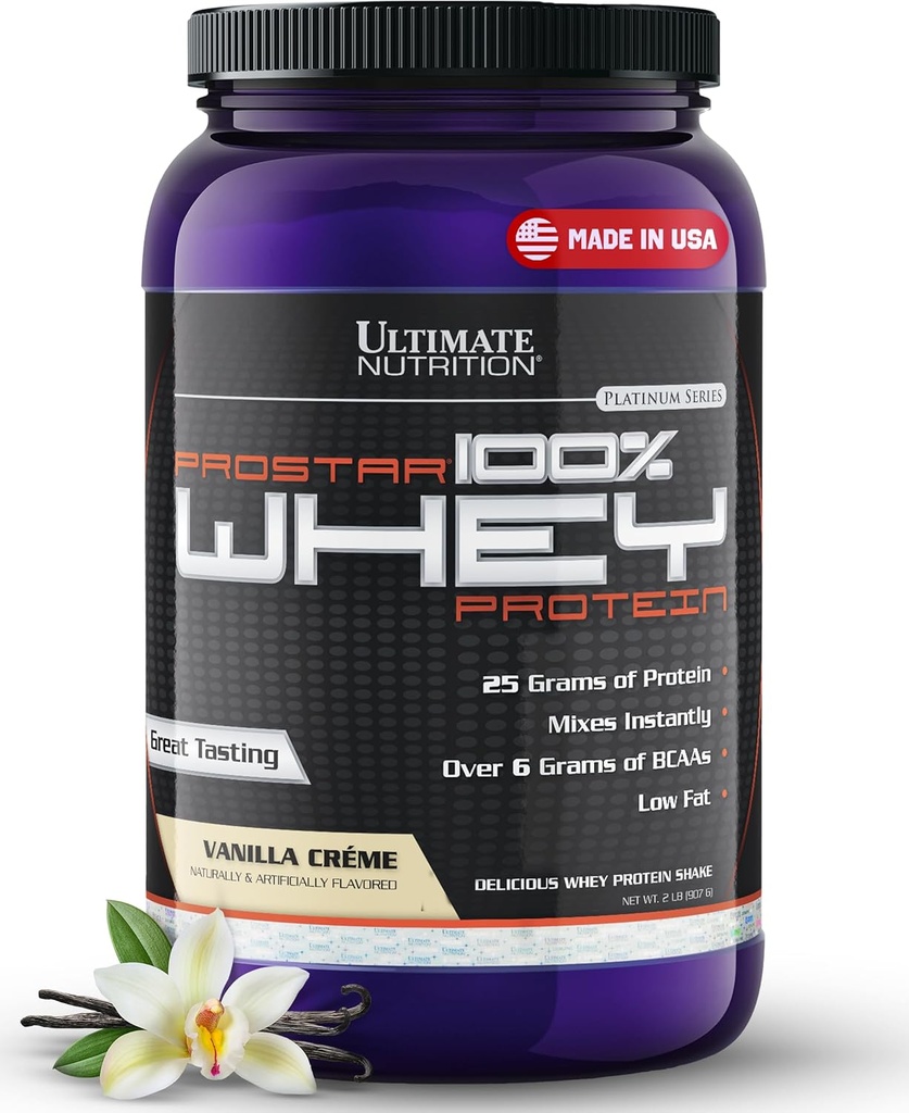 תזונה האולטימטיבית Prostar Whey חלבון אבקת Isolate, Vanilla - Low Carb, אבקת חלבון גבוהה שקד עבור שריר מקבל & התאוששות - נמוך נתרן, נמוך-Fat & Keto Friendly - 2 lbs Tubs Tub
