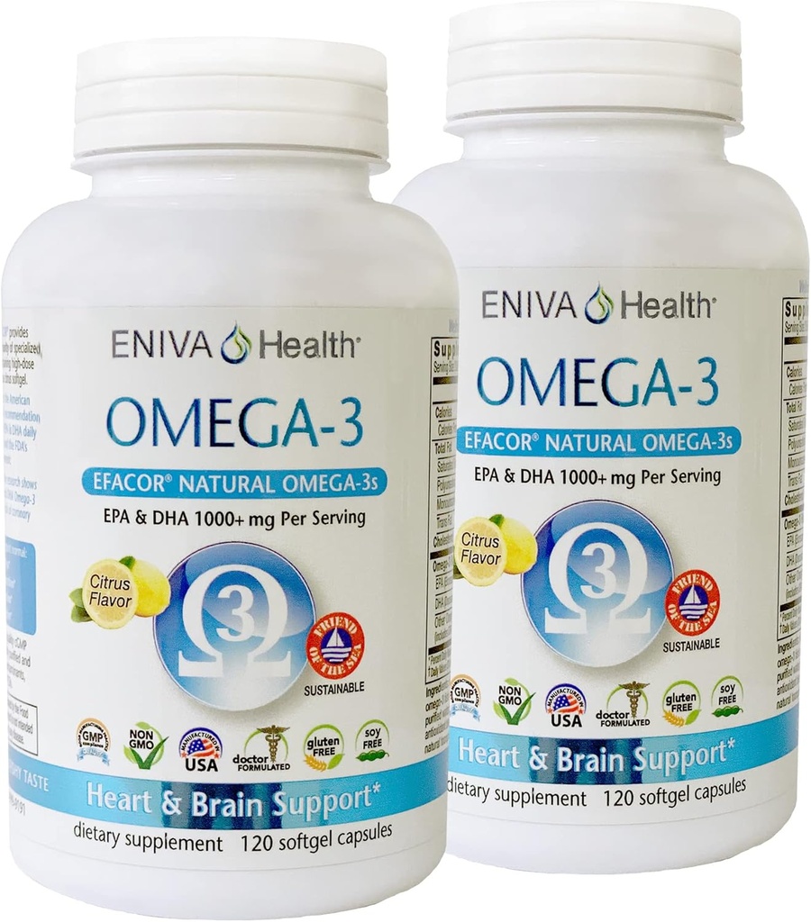 Eniva אומגה 3 שמן דגים גבוה EPA / DHA Premium Fish שמן כל יום תוספת 2 Pack (240 caps)